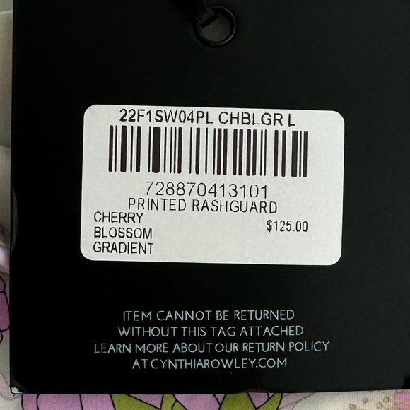 Cynthia Rowley Printed Rashguard Pink/Green Cherry Blossom Large NWT Beach Swim - Picture 9 of 16